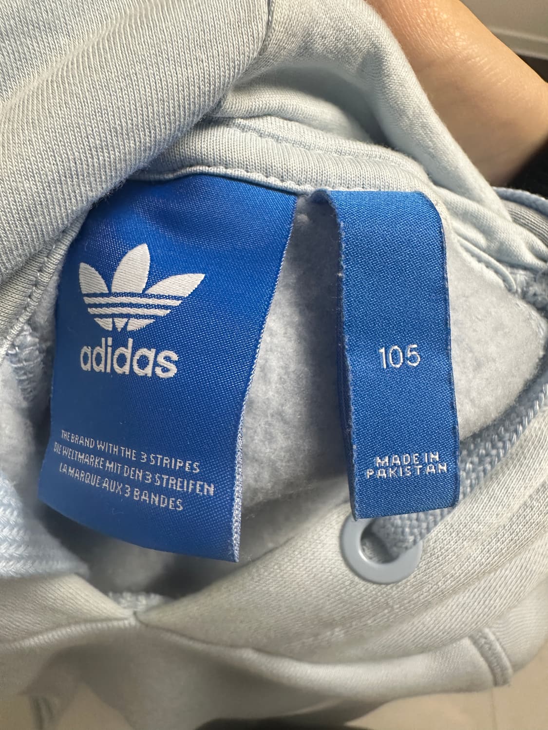 아디다스 빅로고 스카이블루 하늘색 오버핏 후드티 105 상품이미지3