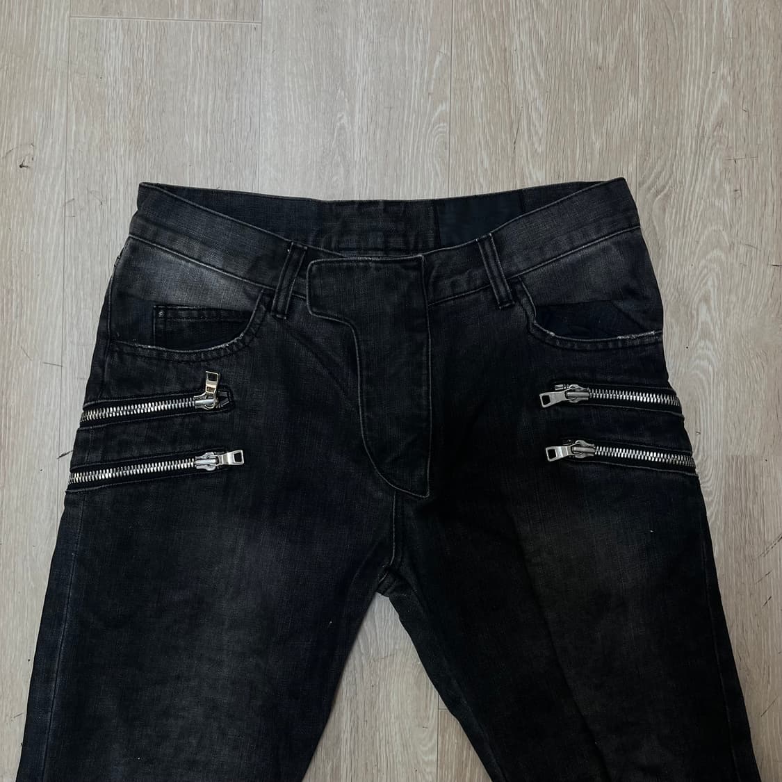효지 HOYJ 흑청 바이커진 데님 팬츠 46사이즈 상품이미지2