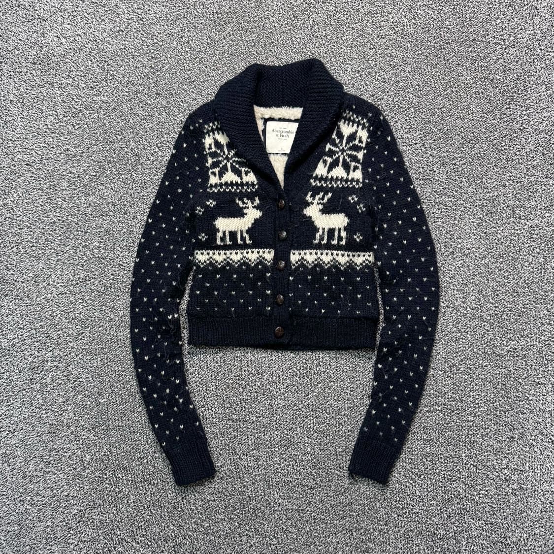 Name : 아베크롬비 딥네이비컬러 크롭 노르딕 쉐르파 가디건 :)  상품이미지1