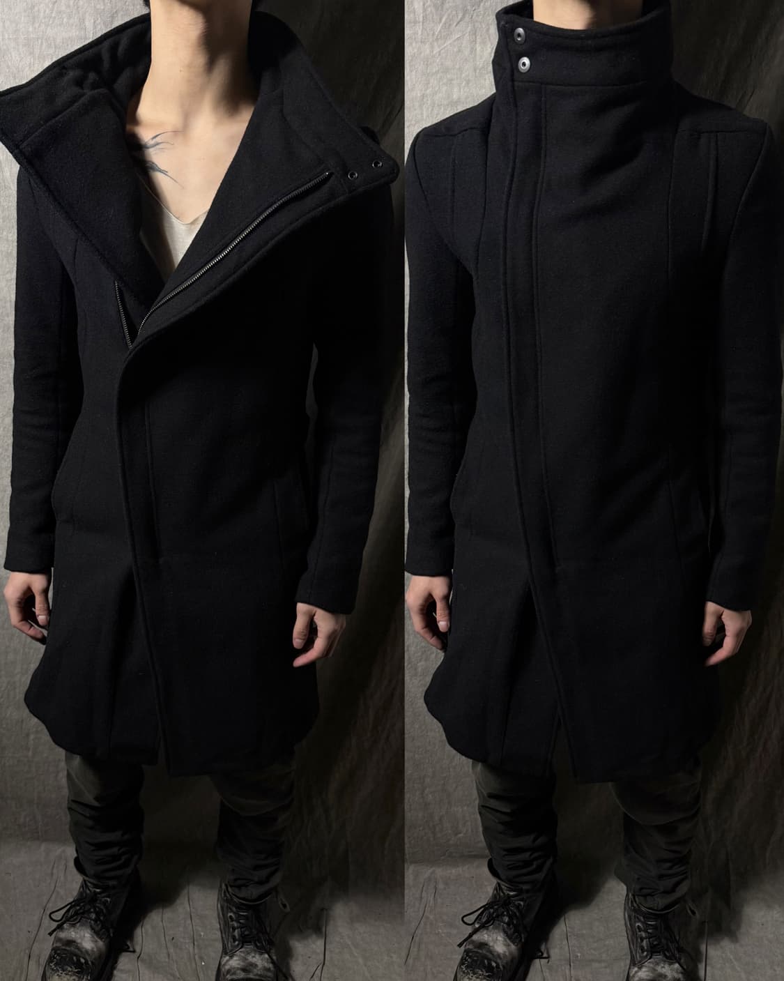 Schlüssel Asymmetric High-Neck Wool Coat 상품이미지1