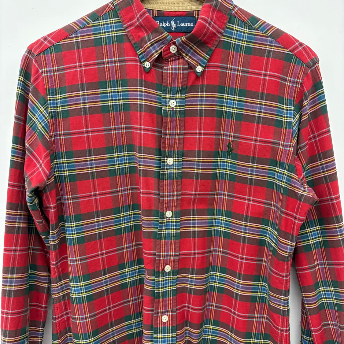 폴로 랄프로렌 레드 타탄 체크 셔츠 남M 상품이미지2