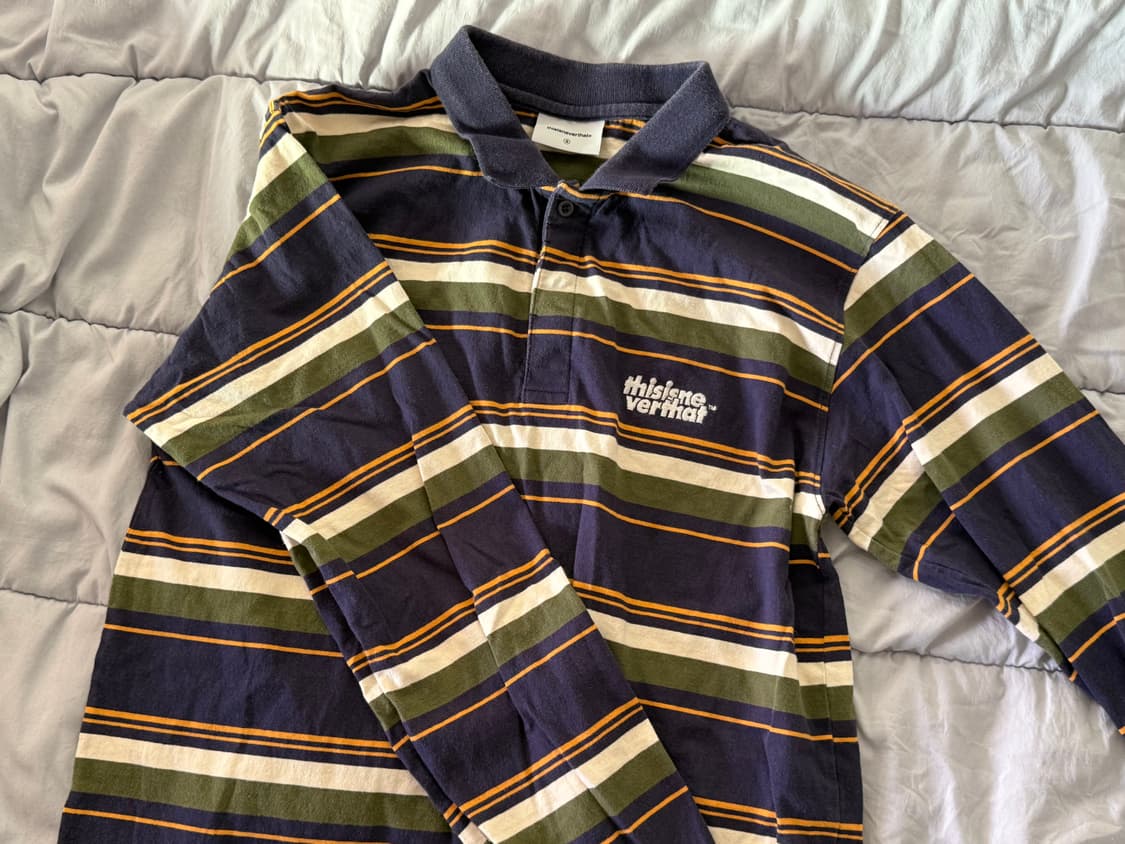 [S size] 디스이즈네버댓 스트라이프 카라 롱슬리브티 상품이미지1