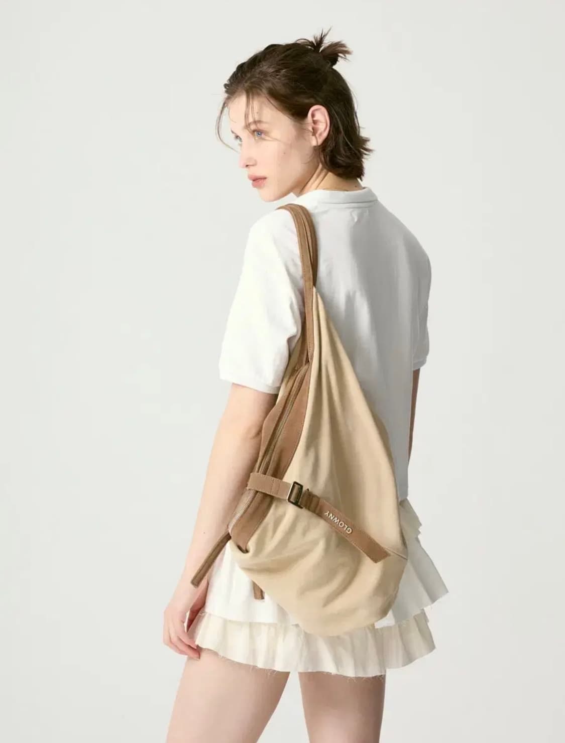 글로니 타오 리얼 스웨이드 호보 백 샌드 베이지 상품이미지6