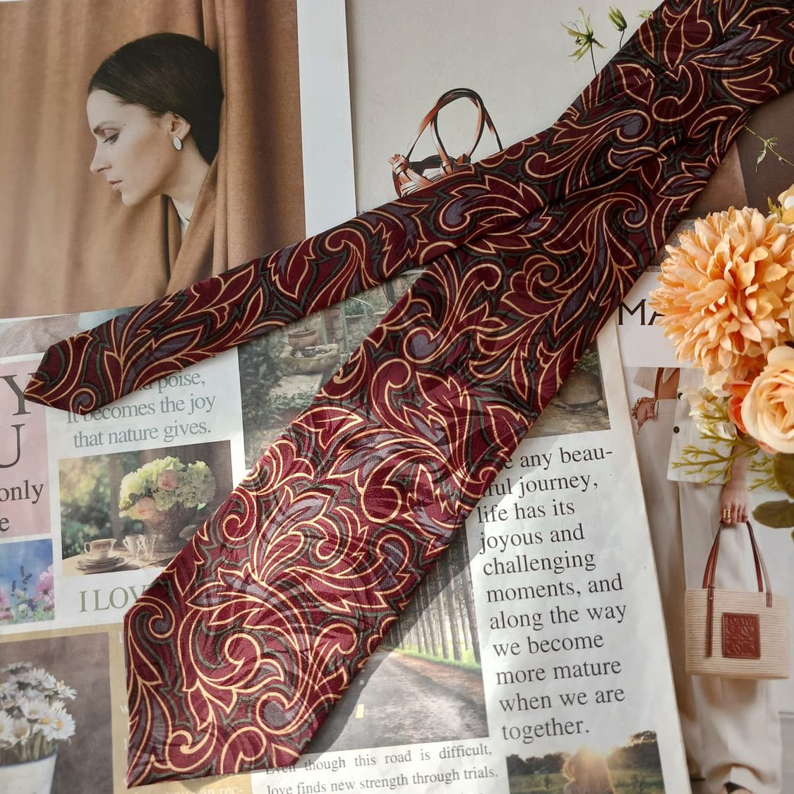 피에르가르뎅 실크 브라운 페이즐리 넥타이 9.7cm A+등급 A19590 상품이미지5