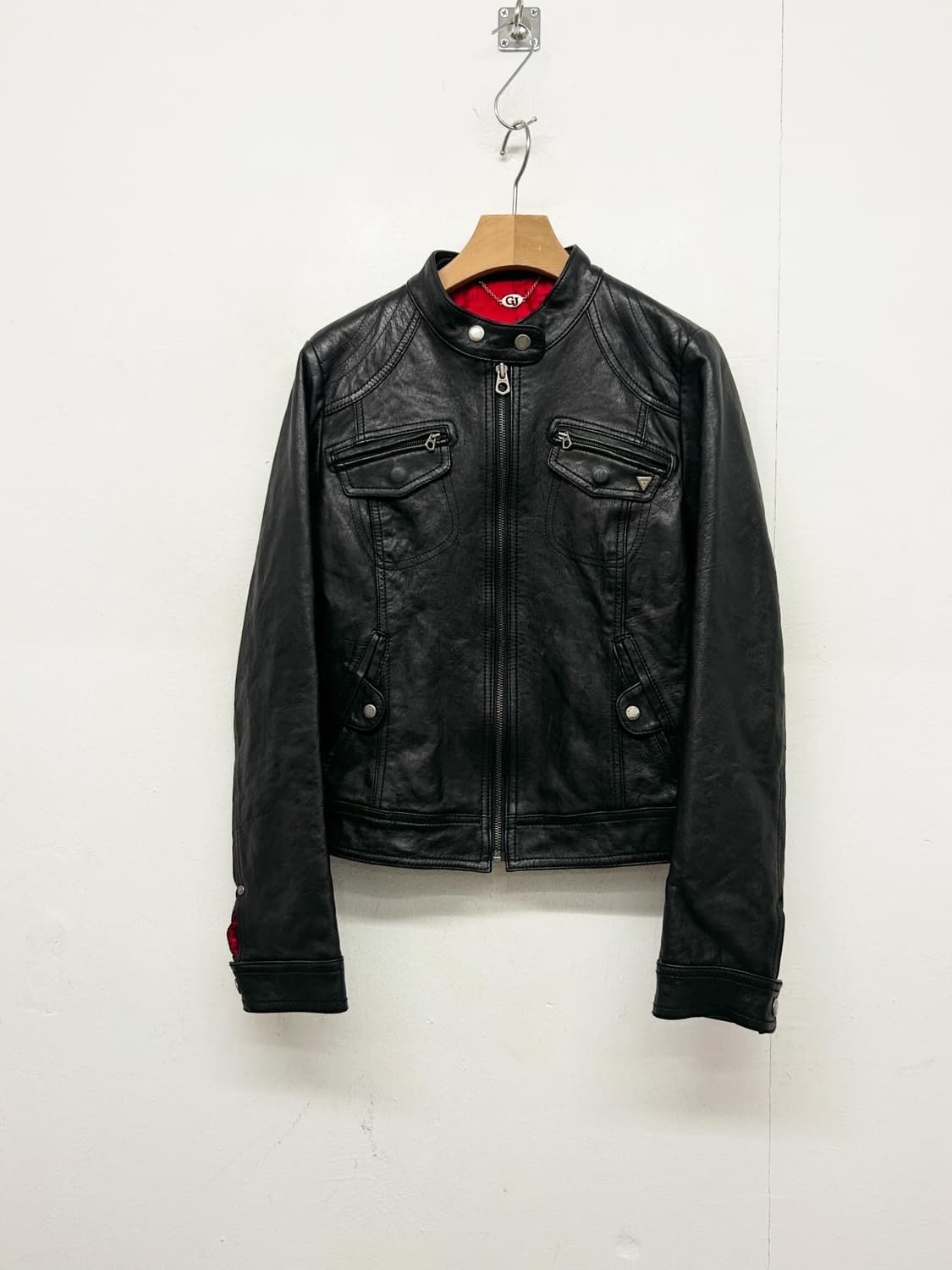 빈티지 게스 블랙 가죽 라이더 자켓 상품이미지1