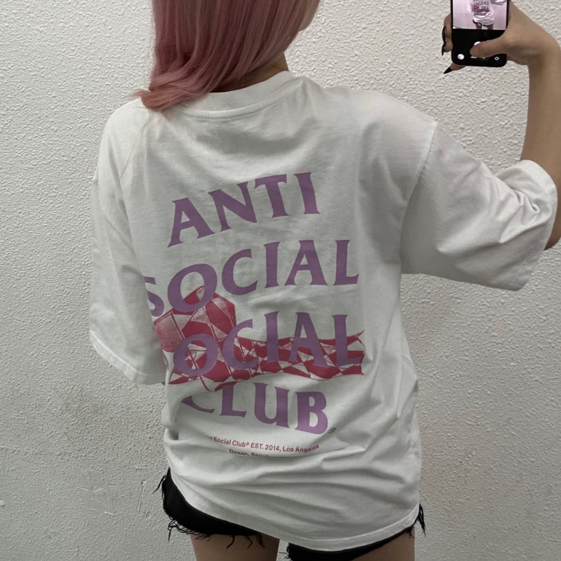 안티소셜클럽 연보라 로고 화이트 반팔 L 상품이미지2