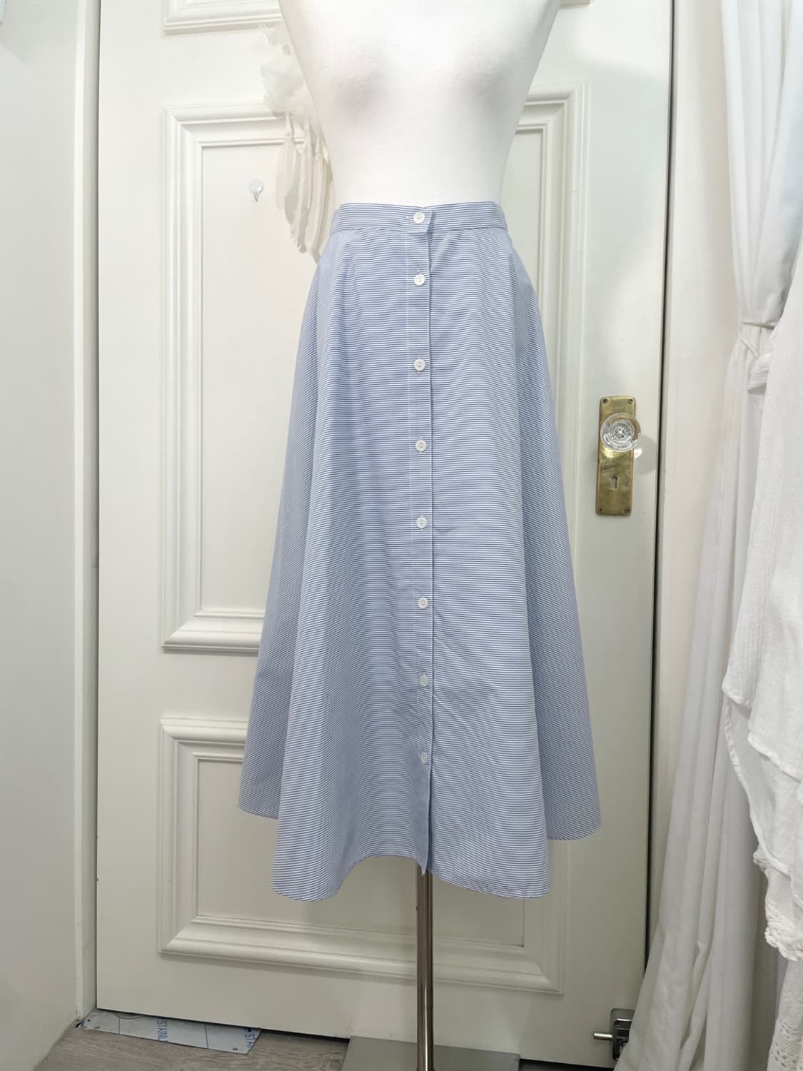 blue white stripe summer flare skirt 상품이미지5
