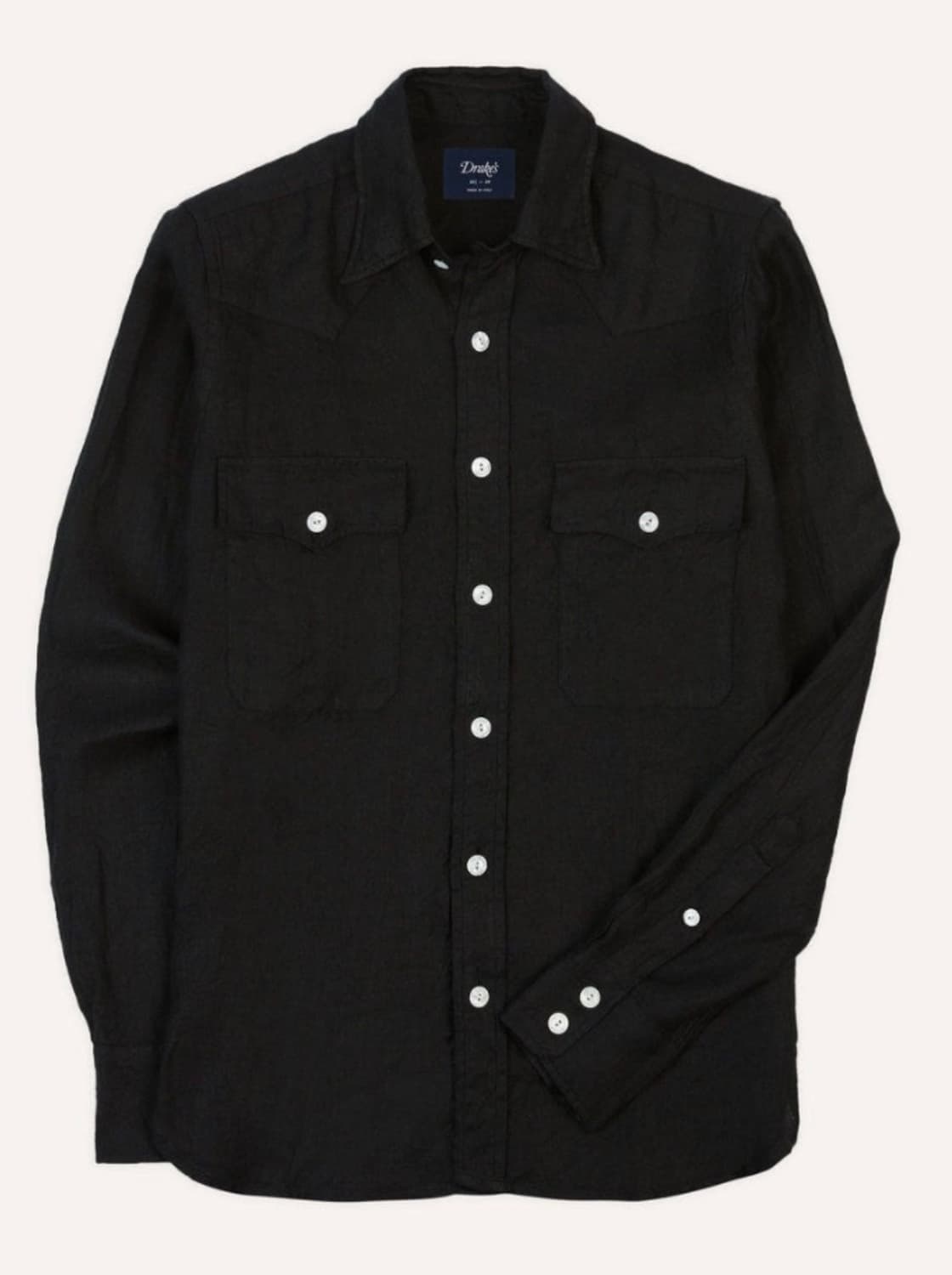 [XL]드레익스 Black Linen Twill Western Shirt 상품이미지1