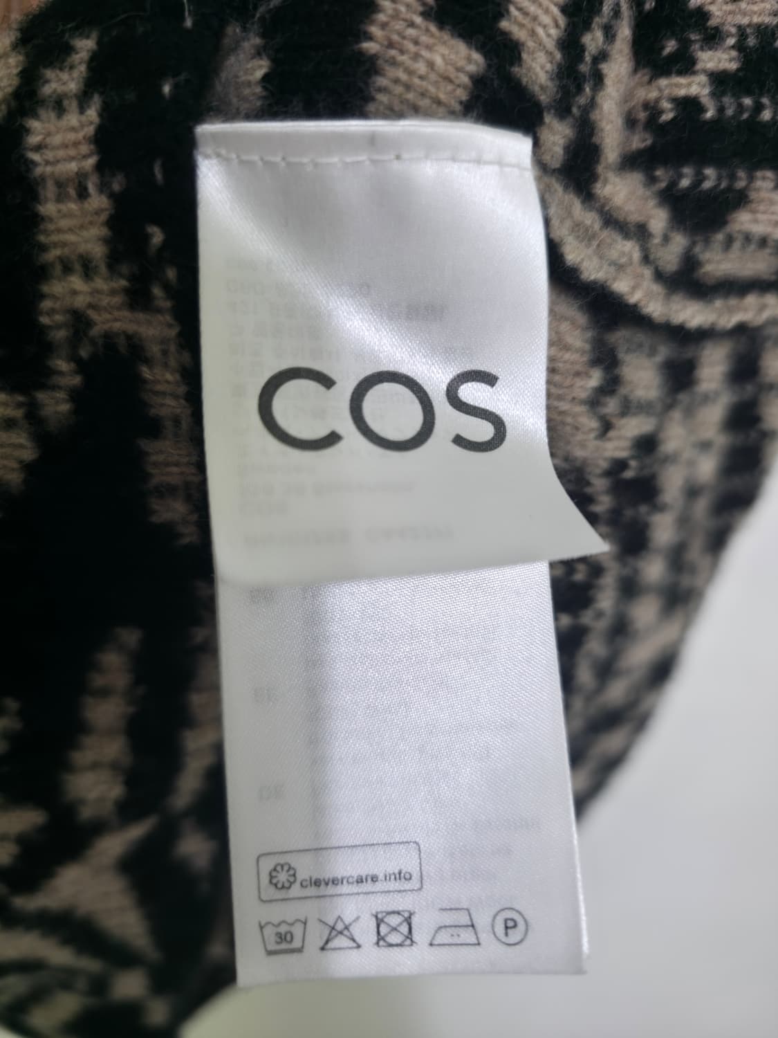 코스 COS 베이지×블랙 패턴 울100% 니트 XS 상품이미지6