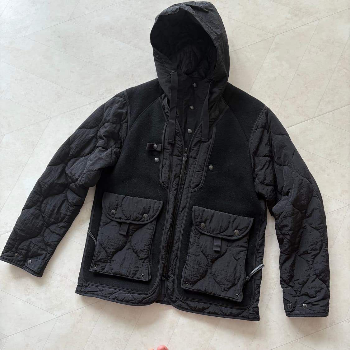 (M)이스트로그 퀼팅 셰르파 자켓 블랙 상품이미지2