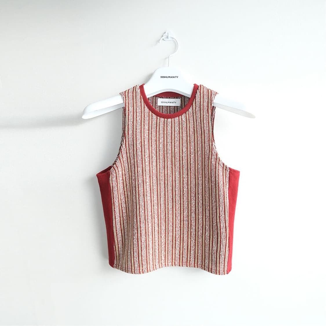 999humanity 자가드 슬리브리스 레드 (착샷ㅇ) 상품이미지3