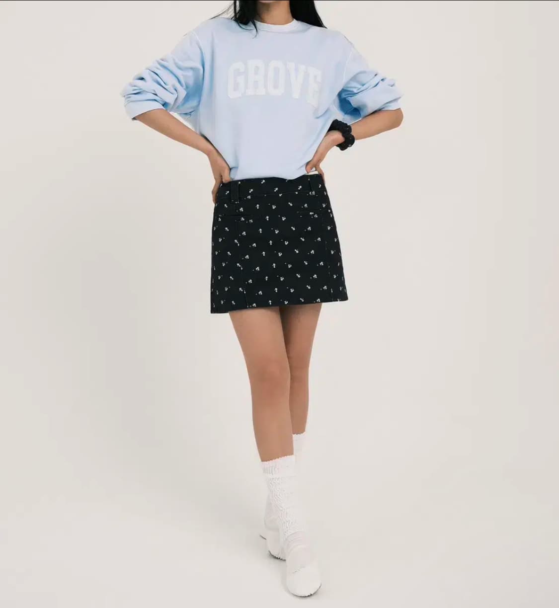 그로브 Floral Twill Mini Skirt [NAVY] 2 상품이미지3