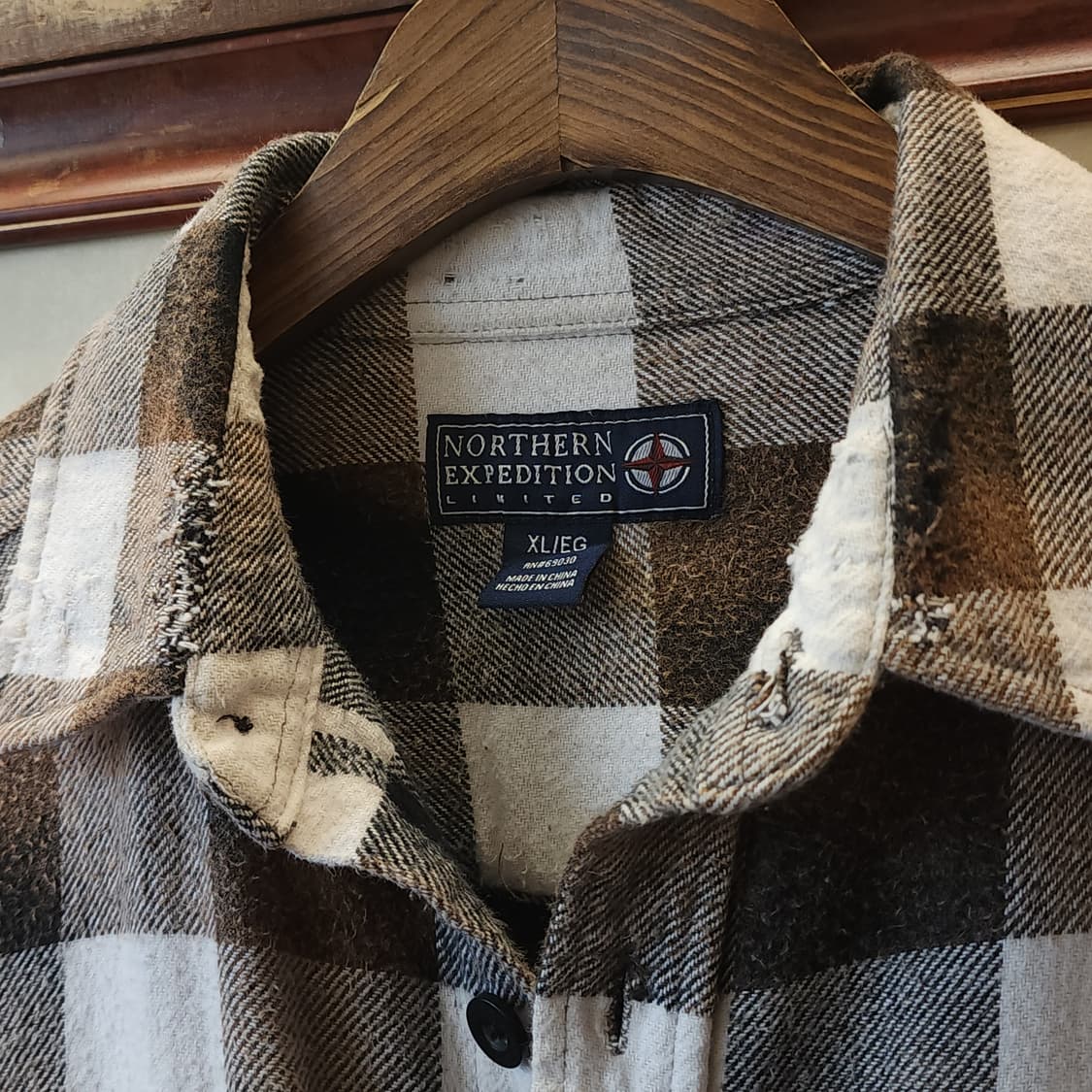 90s 아메리칸 빈티지 체크셔츠 헤비 플란넬 워크셔츠 윈도우 체크 xl 상품이미지4