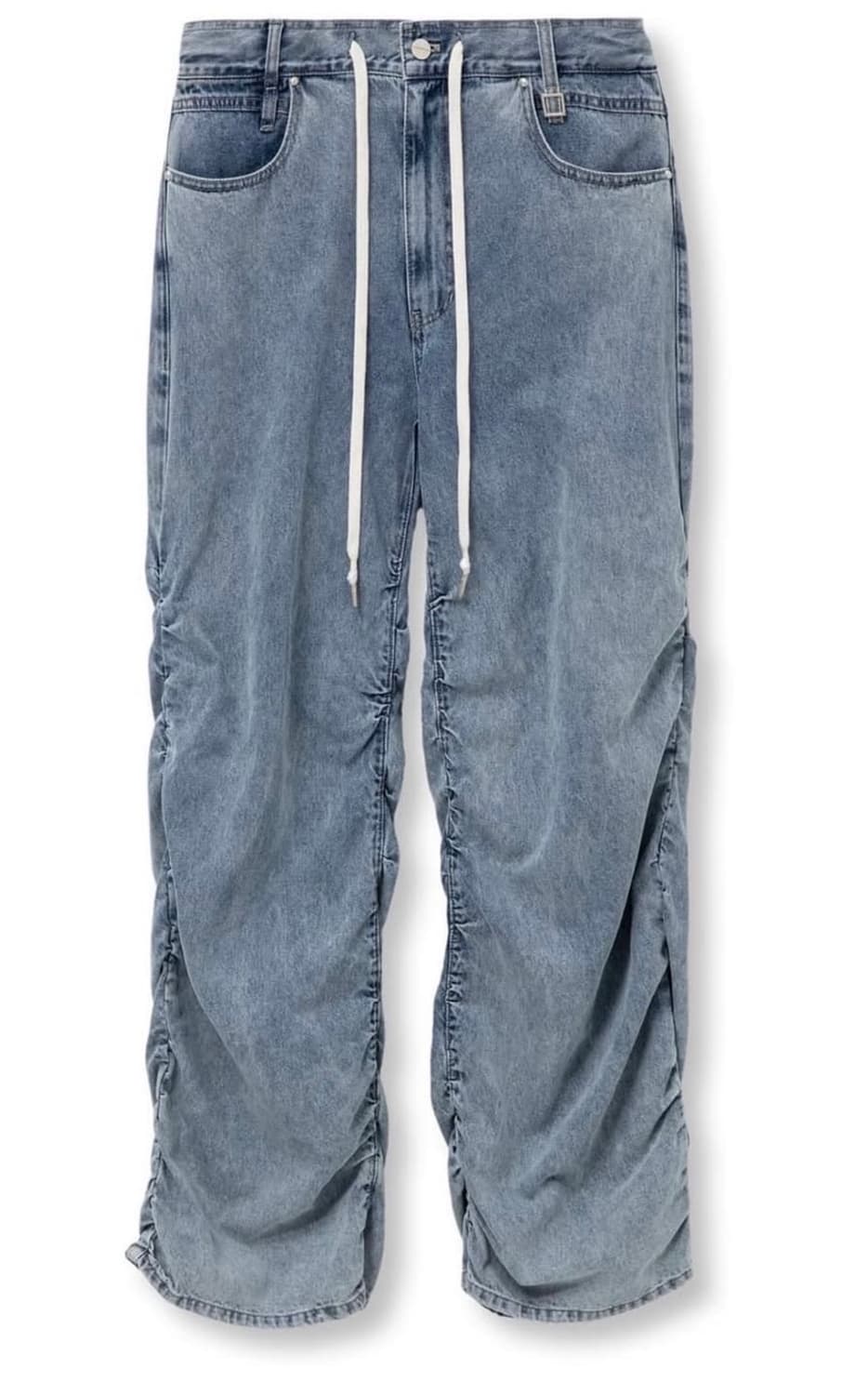 우영미/24fw 와이드 데님 연청 셔링팬츠/48 상품이미지2