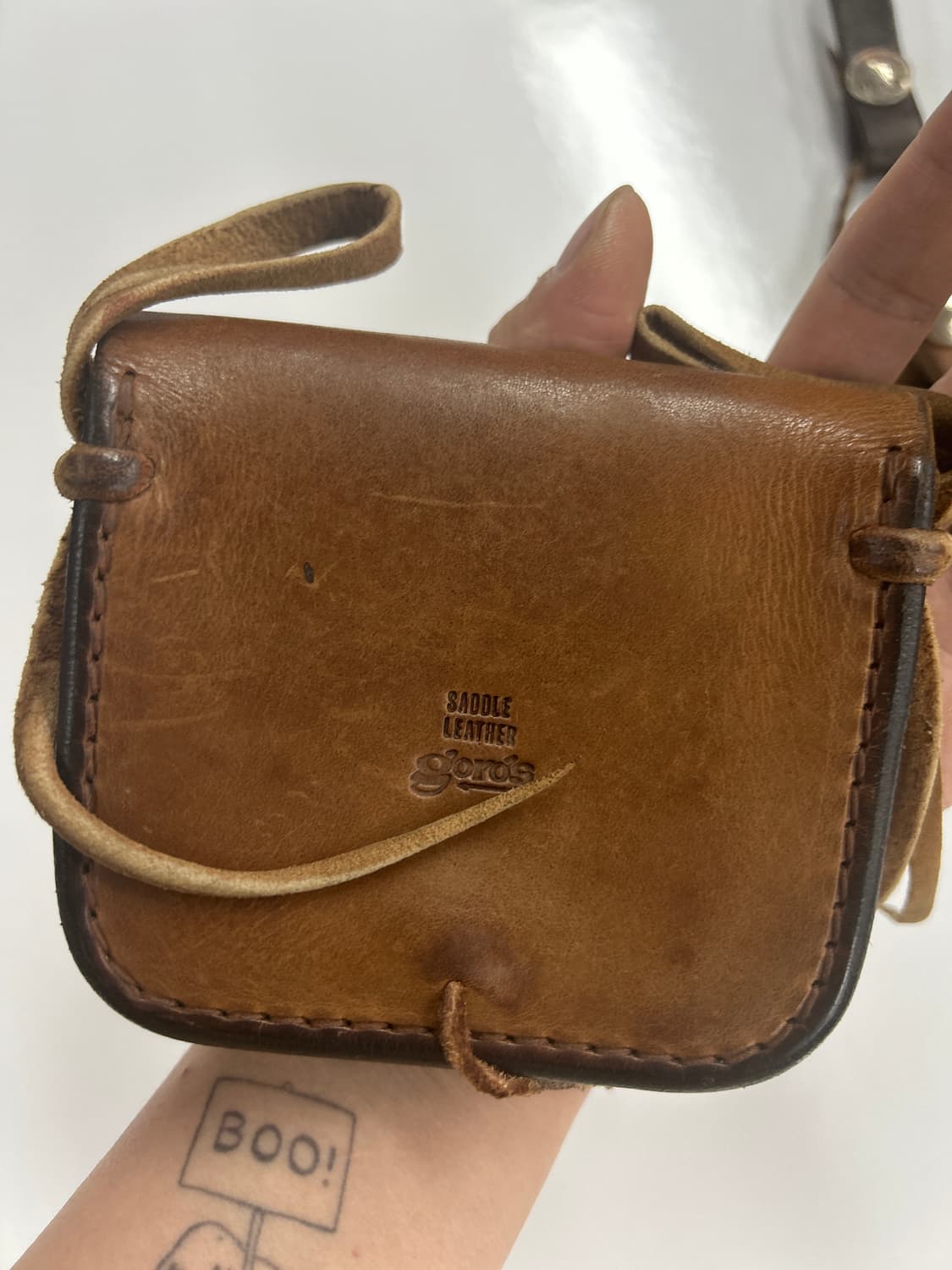 goros 고로스 새들레더 콘초 웨이스트 메디슨백 상품이미지6