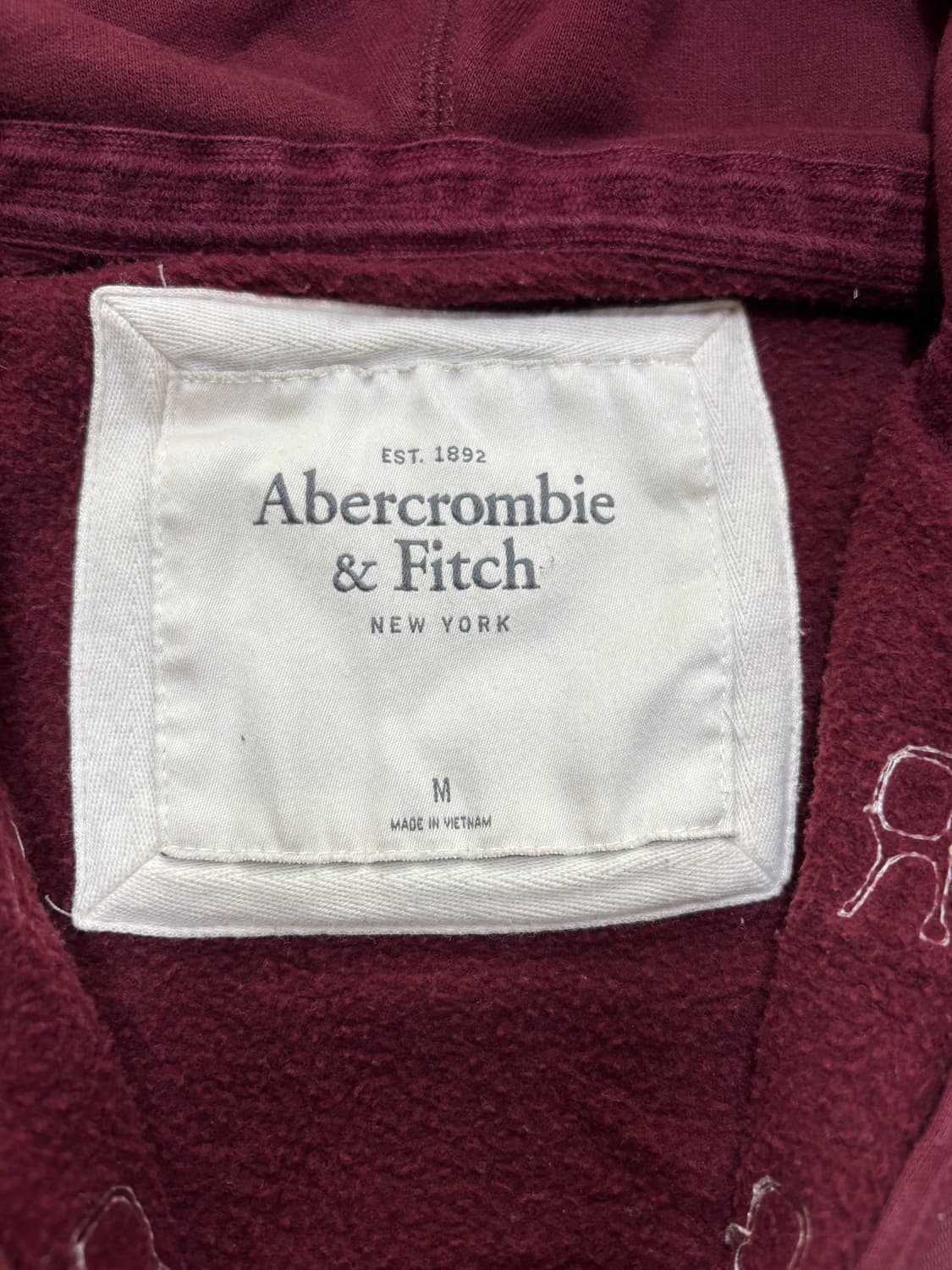 아베크롬비 딱붙핏 후드집업 버건디 m 상품이미지2