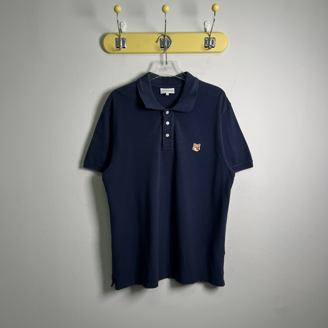 메종키츠네 폭스 헤드 패치 네이비 반팔 폴로 셔츠 XL 상품이미지2