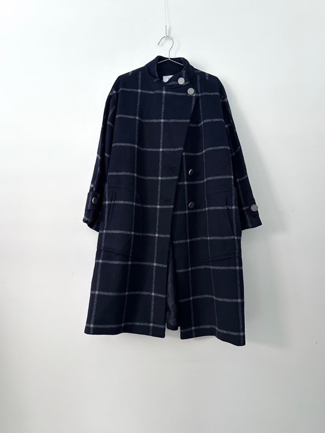 EVA TAILOR check 2 button coat / navy 상품이미지1