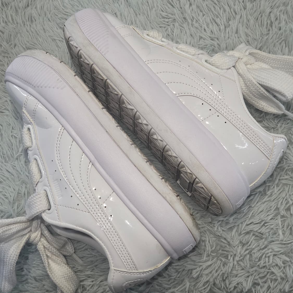 1w-16:푸마 카리나 패턴 레더 화이트 24cm-거의새거 상품이미지8