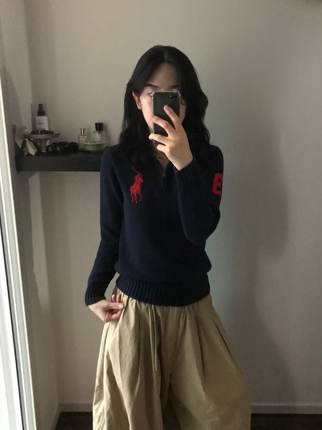 폴로 랄프로렌 빅 포니 로고 네이비 반집업 니트 상품이미지2