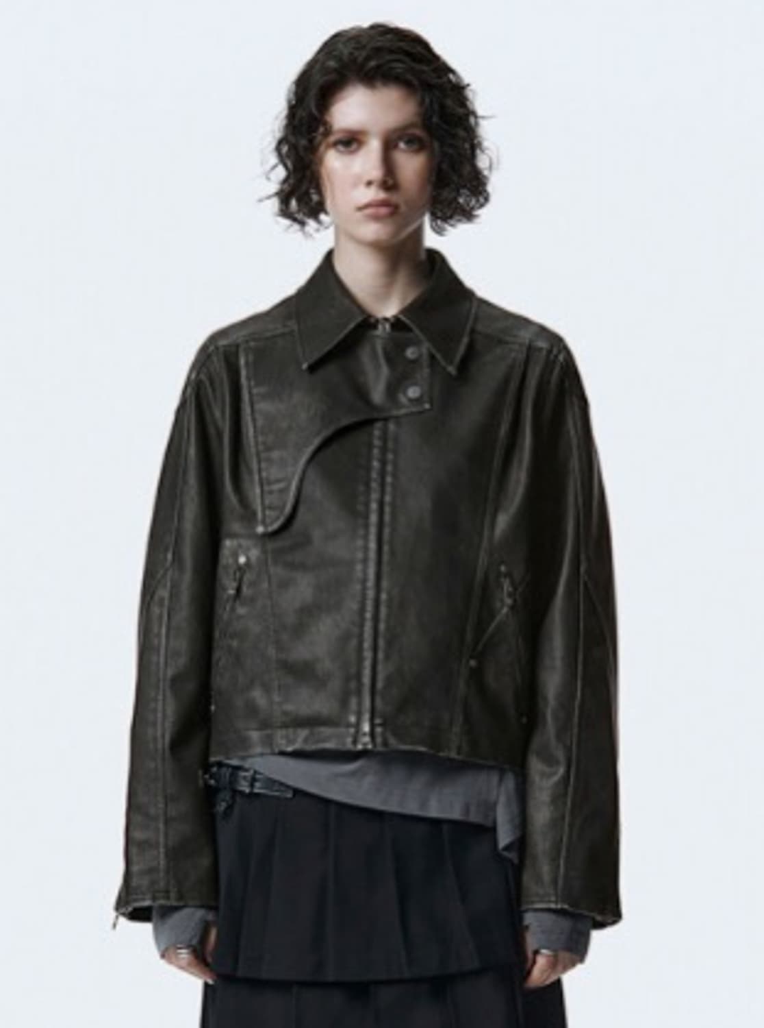 트리밍버드 Vintage washed Leather Jacket 다크브라 상품이미지1