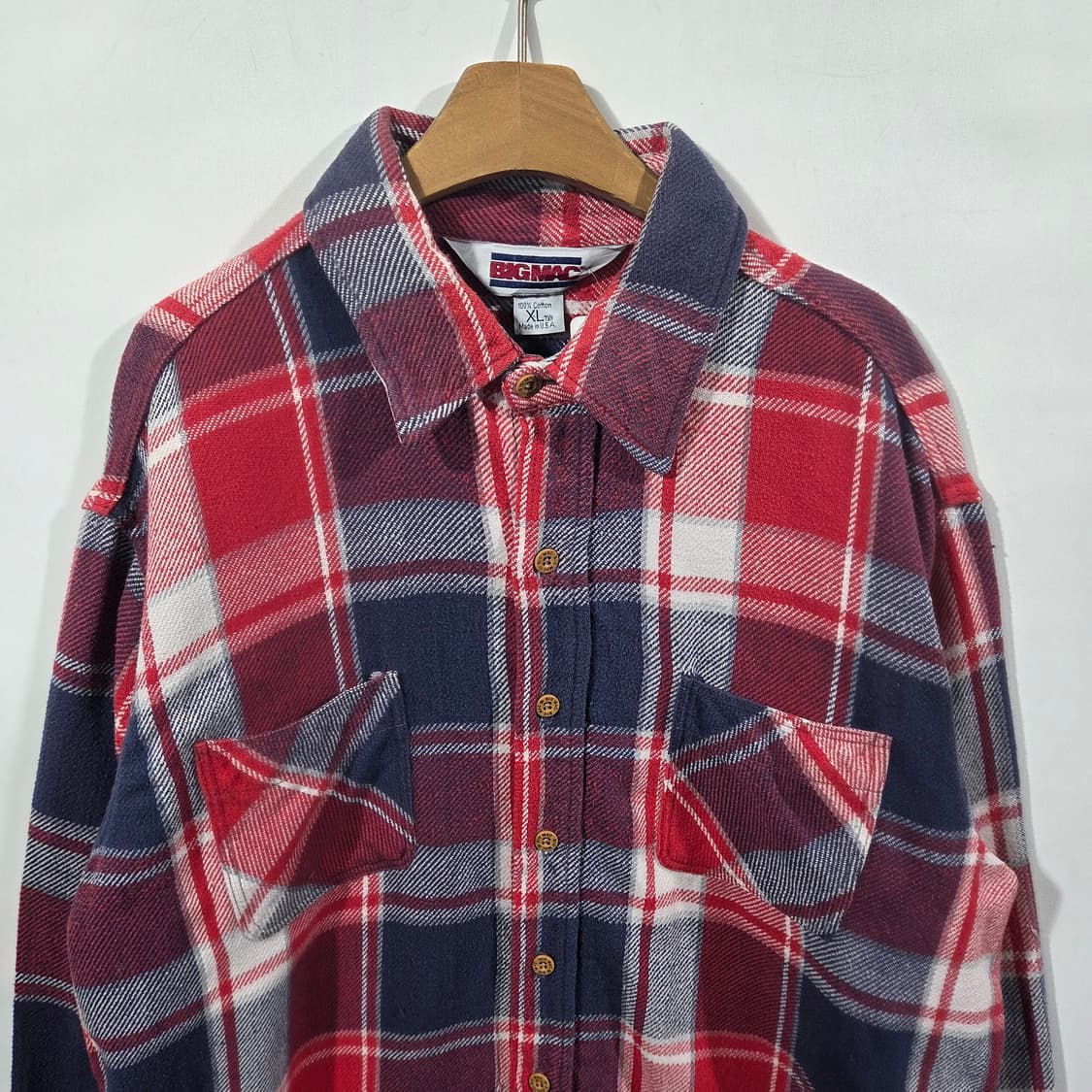 [BIG MAC] 80s 빅맥 레드 네이비 체크 플란넬셔츠 상품이미지3