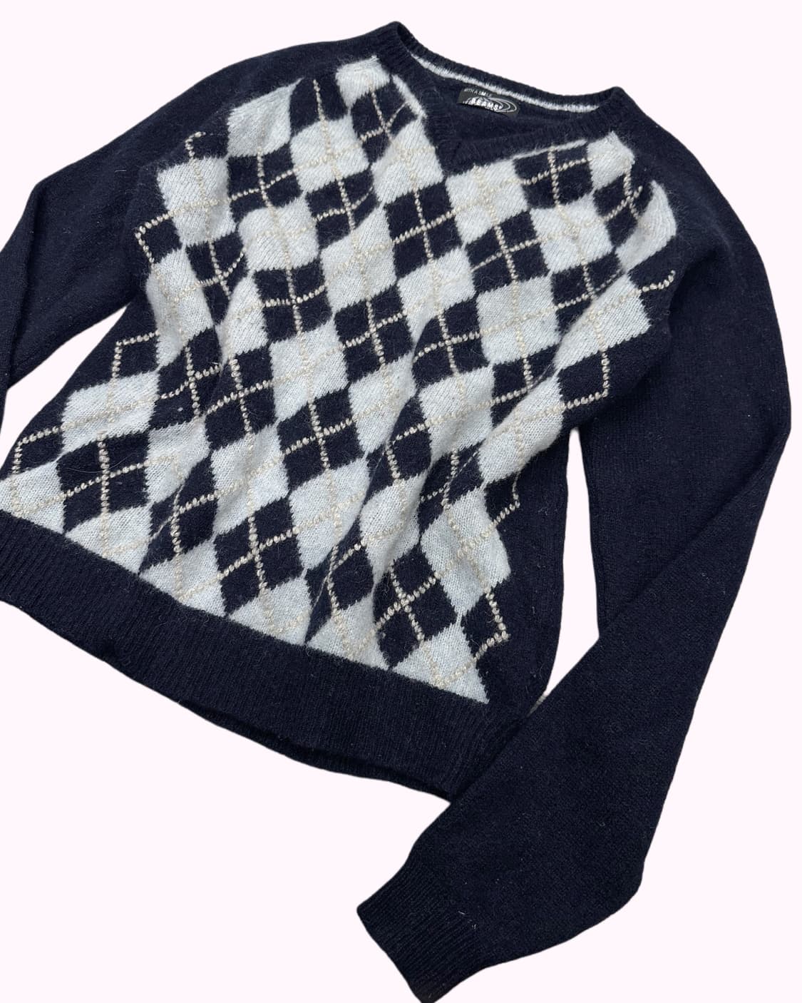 BEAMS navy wool argyle knit 상품이미지2