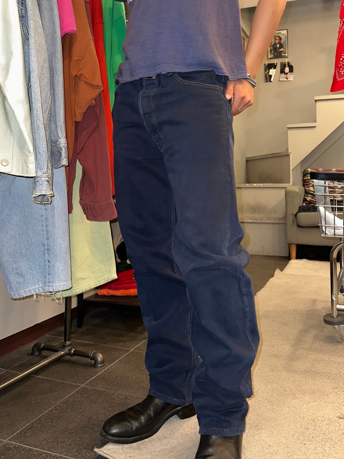 90’s Levi’s 501 navy denim washed pants 상품이미지2