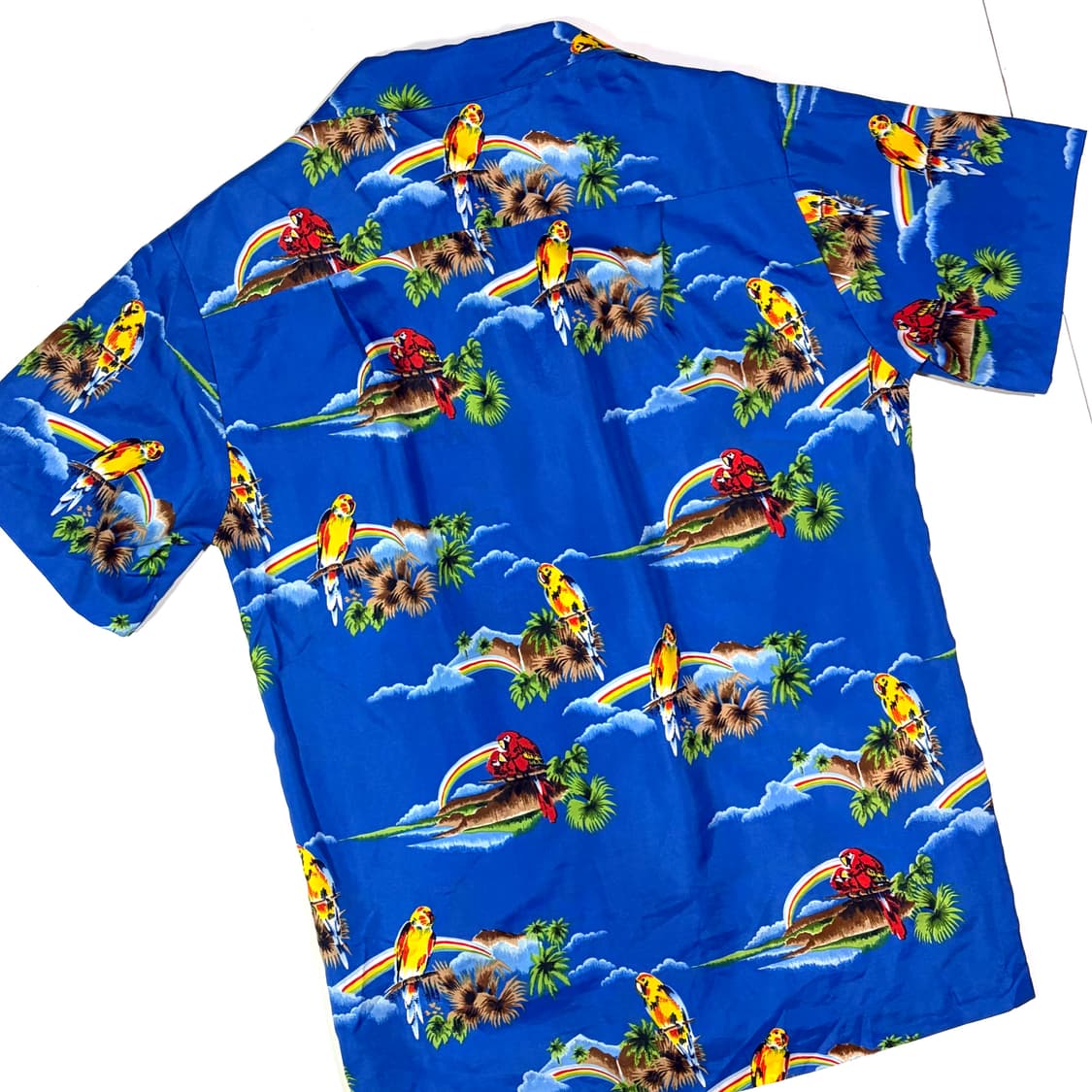 빈티지 패럿 블루 하와이안셔츠 L 상품이미지6