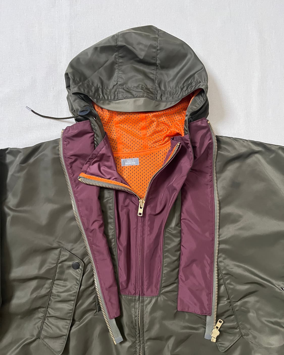 컬러 레이어드 집 후드 블루종 kolor 더블 집 파카  상품이미지6