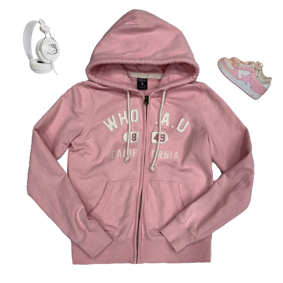 후아유 딸기우유 핑크 후드집업 상품이미지1