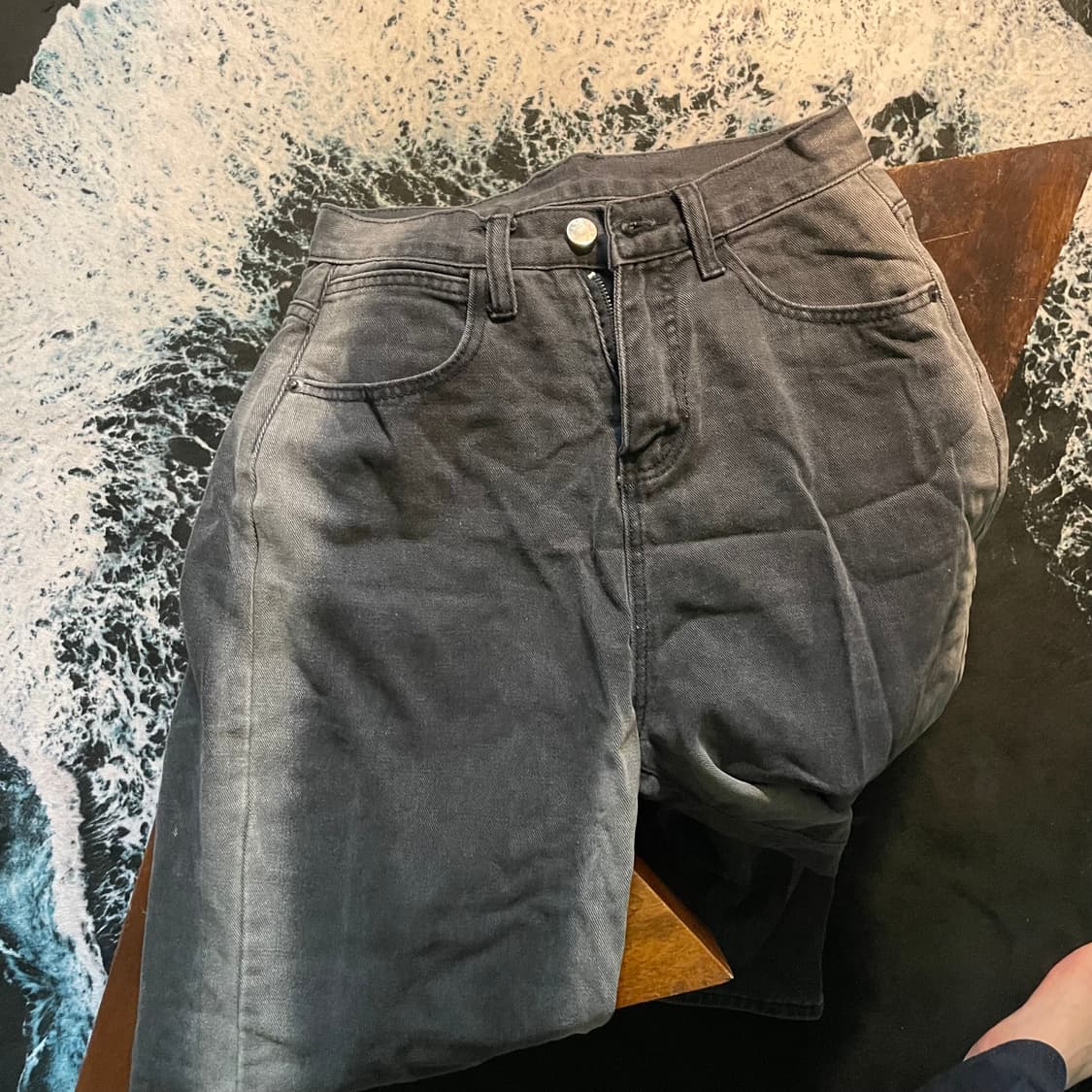 Vintage washed black denim jeans 상품이미지1