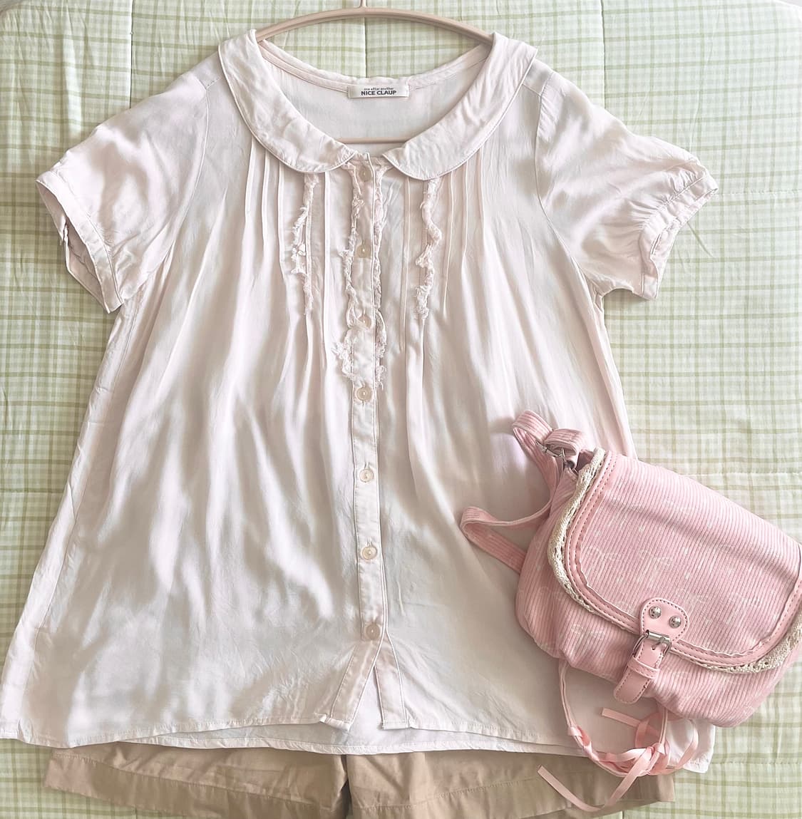 모리걸 빈티지 둥근카라 핑크 홍콩 블라우스 💗🎀 상품이미지1