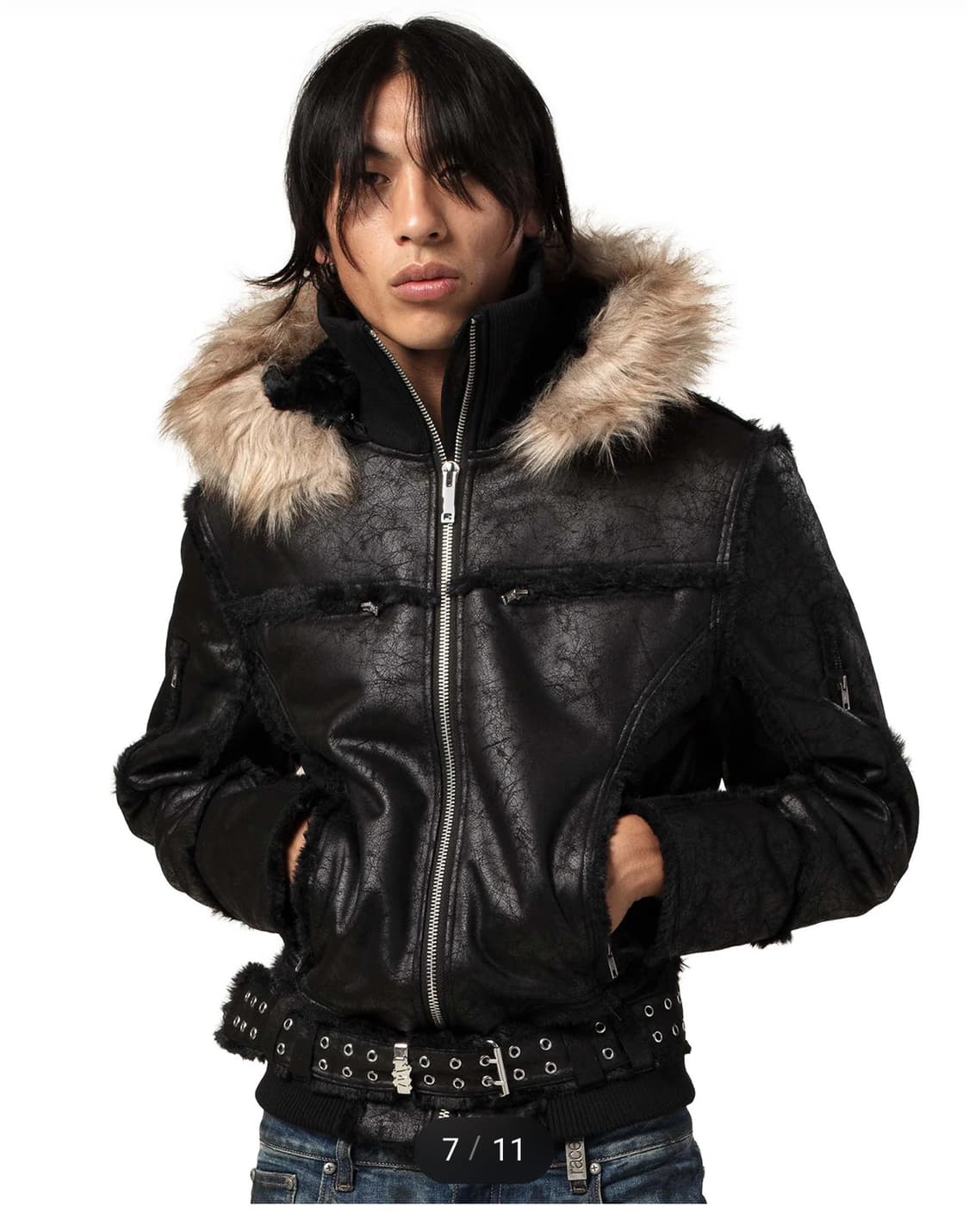 Racer 블랙 퍼자켓 상품이미지4