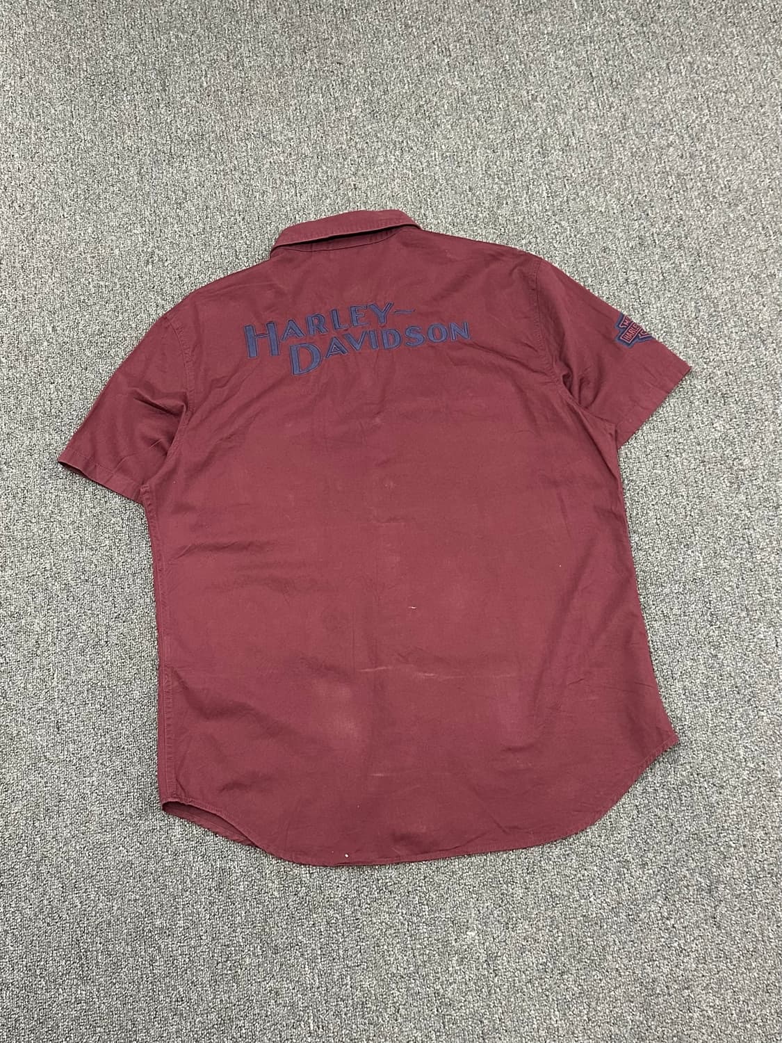 L)할리데이비슨 빈티지 투포켓 자수 버건디 반팔셔츠  상품이미지6
