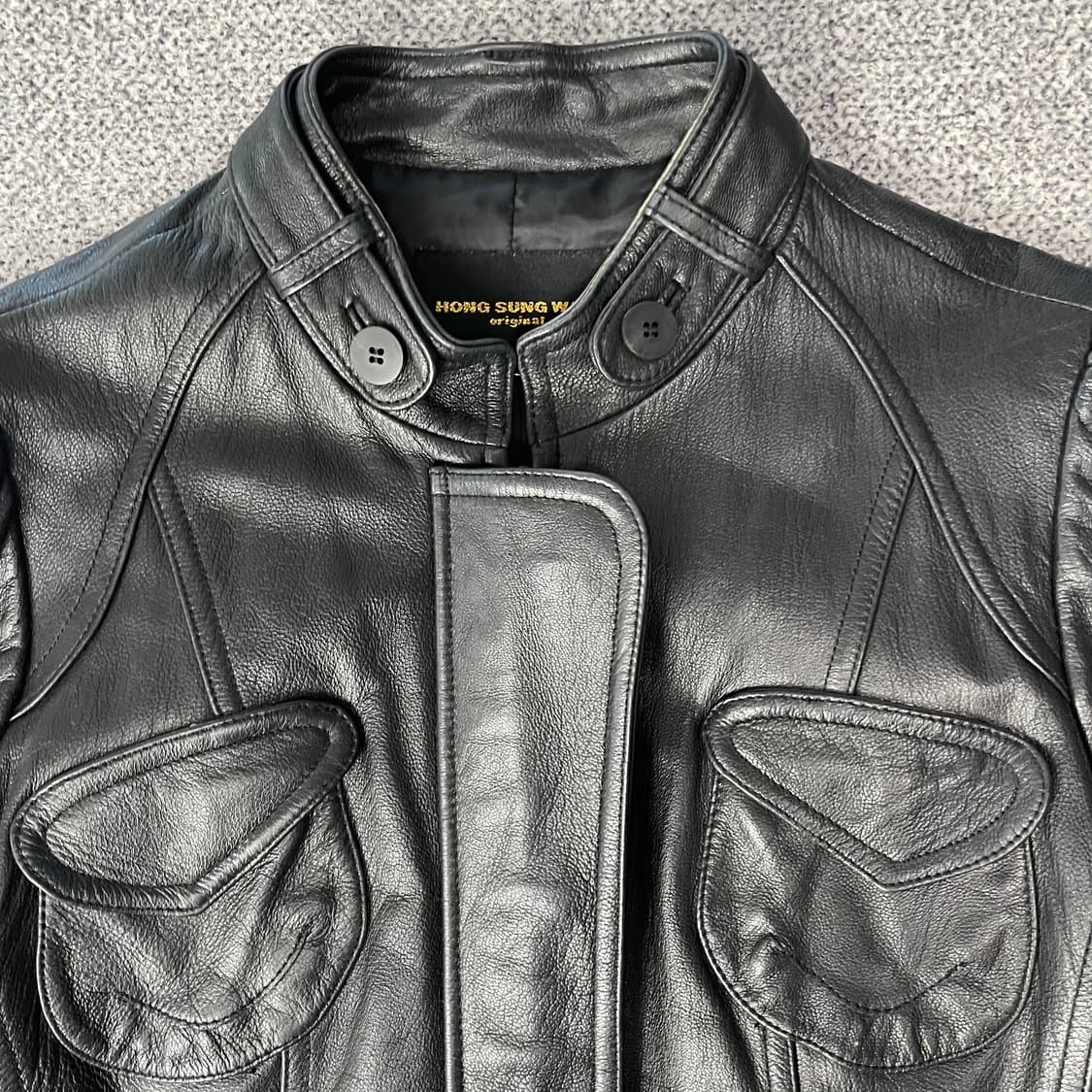 HONG SUNG WAN 블랙 가죽 자켓 상품이미지3