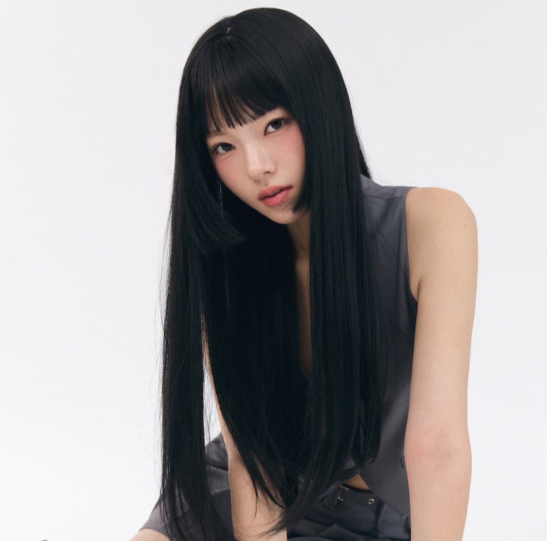 피옹 히메컷 내추럴 블랙 통가발 긴생머리 가발 흑발 코스프레 가발 상품이미지1