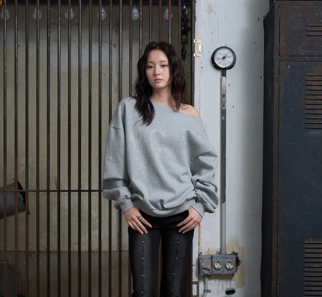 헬레네파리스 원 숄더 오버핏 맨투맨 멜란지 상품이미지2