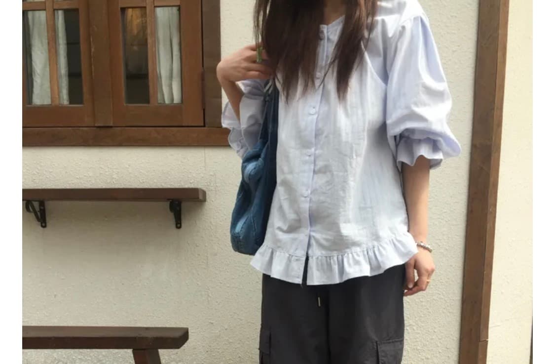 하우유 프릴 밴딩 블라우스 상품이미지1