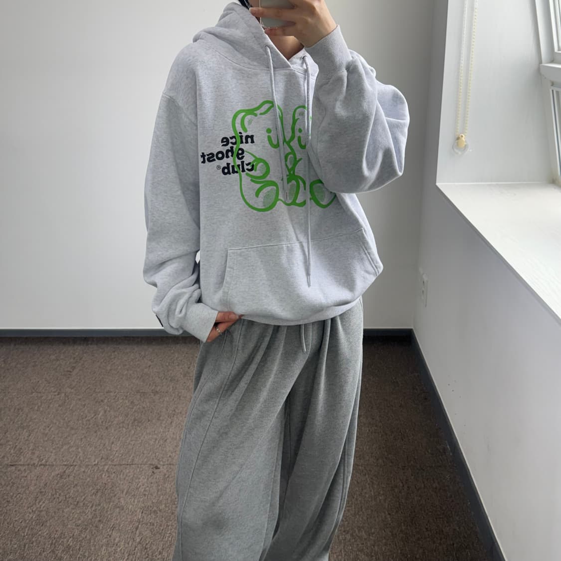 Nice ghost club 나이스 고스트 클럽 멜란지 후드티 상품이미지2