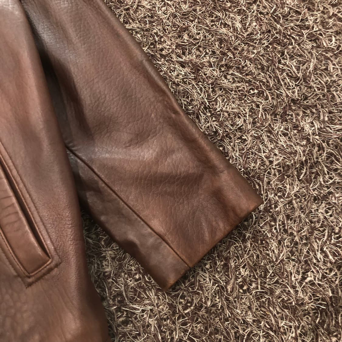 빈티지 양가죽 브라운 집업 레더 가죽 자켓 상품이미지3