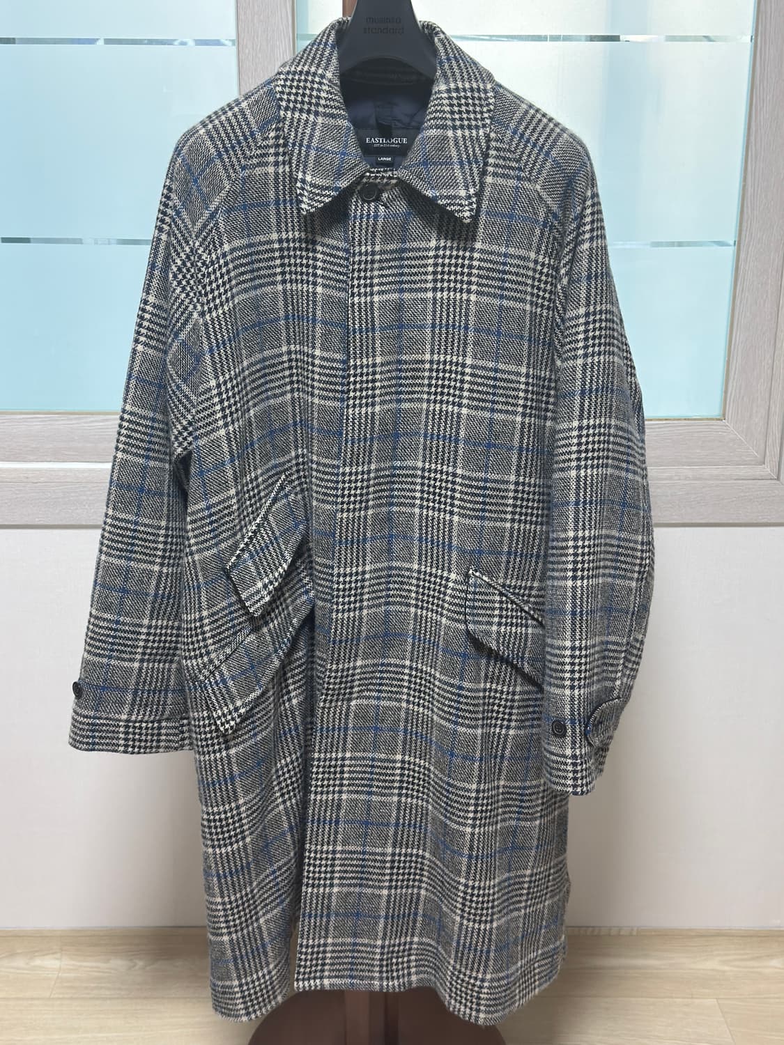이스트로그 발마칸 코트: 베이지x블루 체크 / L 상품이미지1