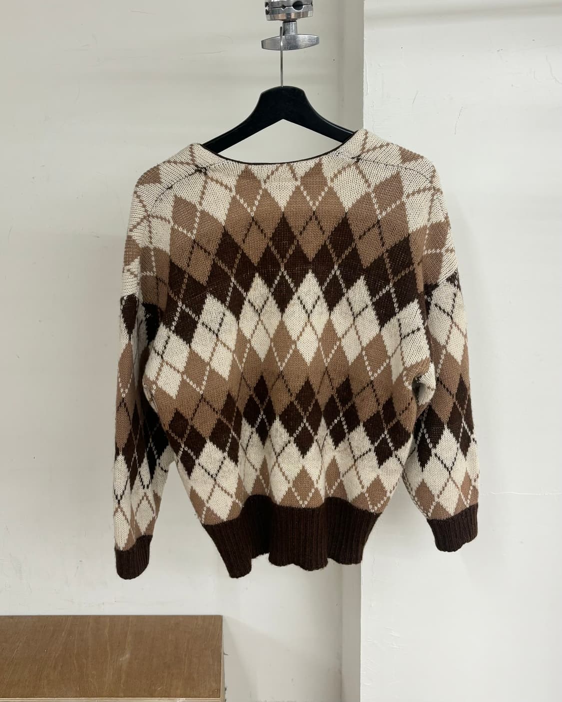 슈미즈 라코스테 브라운 아가일 패턴 니트 가디건 상품이미지6