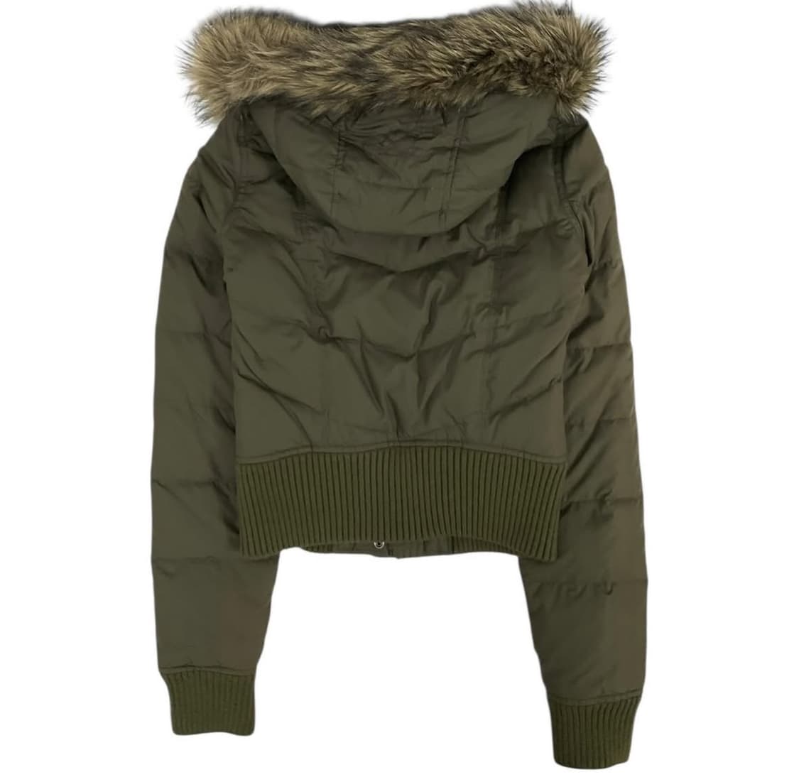 홀리스터 크롭 퍼 경량패딩 카키 상품이미지2