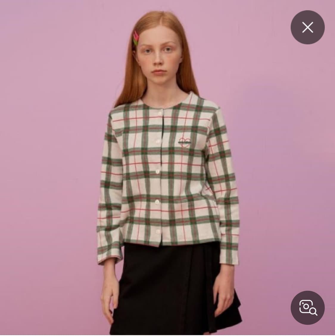 디어스토커 나무가디건 그린 체크가디건 상품이미지1