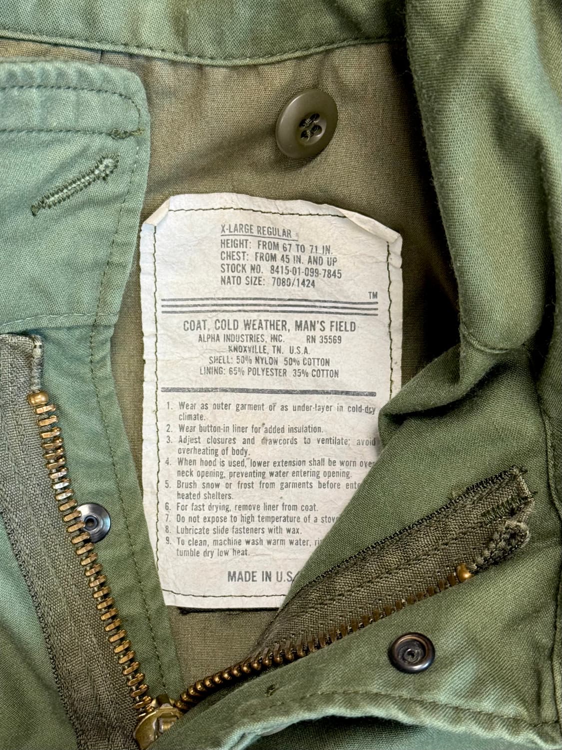 OG USARMY M-65 Field Jacket XL-Regular 상품이미지2
