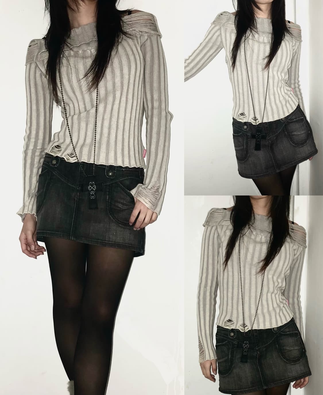 grunge knit off shoulder 상품이미지1