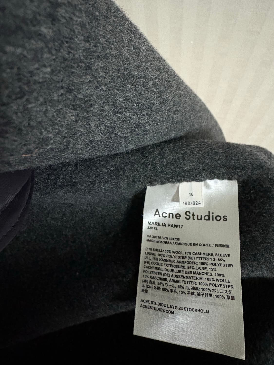 아크네스튜디오 마릴리아 오버사이즈드 캐시미어 코트 상품이미지4