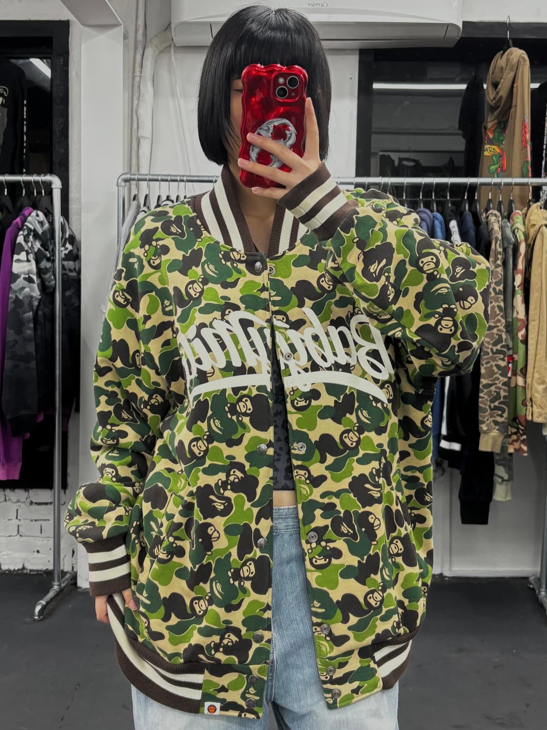 베이프 베이비 마일로 카모 바시티 자켓 상품이미지1