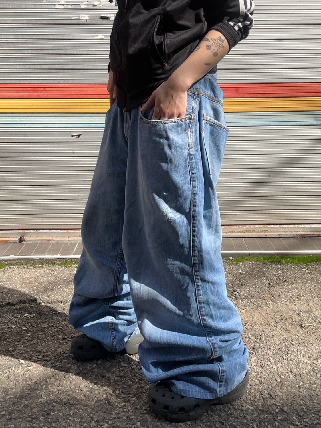 90s ROCA WEAR 워싱 데님 와이드팬츠 상품이미지3